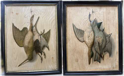 Pair of Victorian pressed card pictures, 