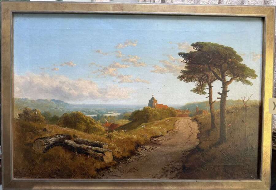 Circa 1900 Oil Painting of Nidd Valley, Cowthorpe, North Yorkshire by Edmund John Norman