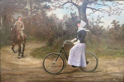Early 20th Century Genre Scene Oil Painting – A Chance Meeting