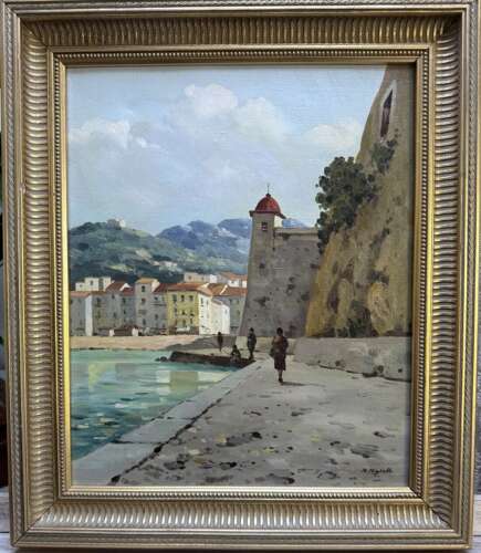 Early 20th Century Oil Painting – Continental Harbour View