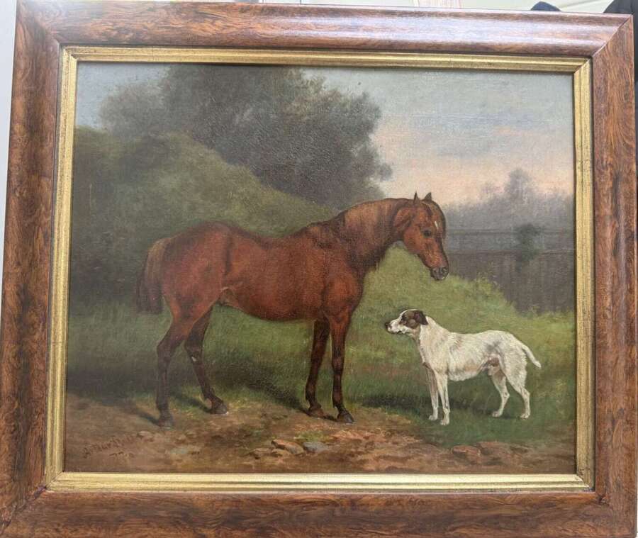 Late 19th Century Oil Painting &ndash; Pony and Terrier